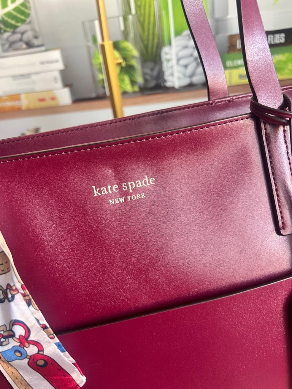 Kate Spade Lalena Blackberry Burgundy Smooth Leather Large Tote Purse Bag - Picture 2 of 11